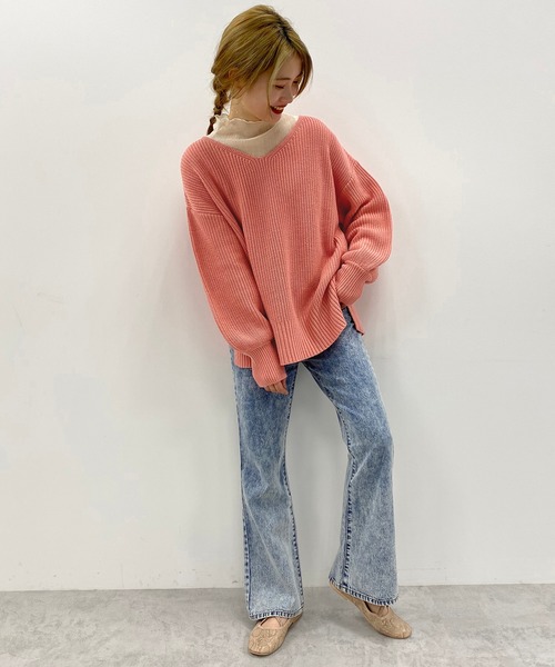 one after another NICE CLAUP（ワンアフターアナザーナイスクラップ）の「春のにじいろカラーニット（ニット/セーター・レディース・ライトグレー/パープル/オフホワイト/ライム/オレンジ/ミント/ライトベージュ/ラベンダー/サーモンピンク・FREE）」の16枚目の写真