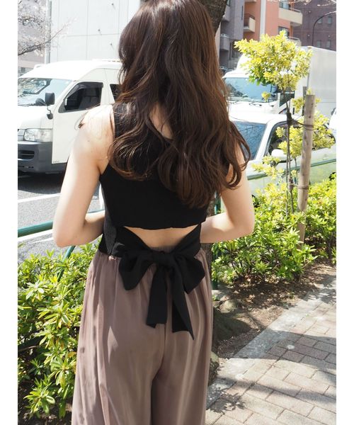 EVRIS（エヴリス）の「バックリボンリブニットタンク（ニット/セーター・レディース・ホワイト/ブラック/ブラウン/イエロー・FREE）」の12枚目の写真