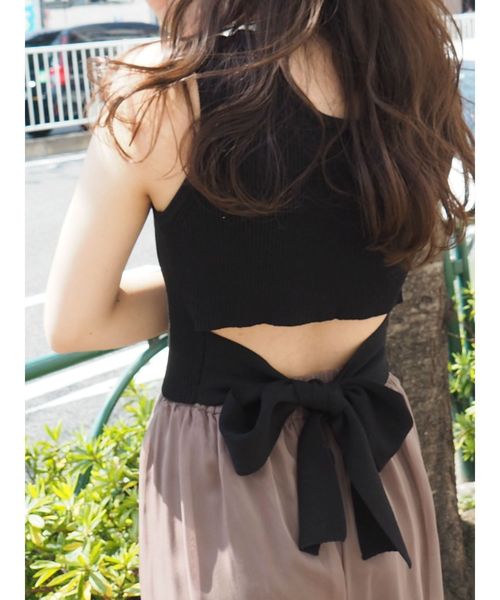 EVRIS（エヴリス）の「バックリボンリブニットタンク（ニット/セーター・レディース・ホワイト/ブラック/ブラウン/イエロー・FREE）」の11枚目の写真