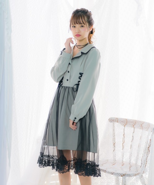 ROJITA（ロジータ）の「チュール重ねテーラードカラーワンピース（ワンピース・レディース・ブラック/ピンク/ミント・FREE）」の15枚目の写真