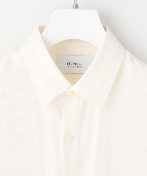 STUDIOUS（ステュディオス）の「【STUDIOUS】ELASTICリネン バスケット レギュラーカラーシャツ（シャツ/ブラウス・メンズ・ホワイト/ブラック/ブラウン・1/2/3）」の11枚目の写真
