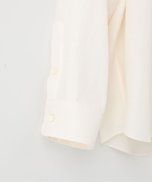 STUDIOUS（ステュディオス）の「【STUDIOUS】ELASTICリネン バスケット レギュラーカラーシャツ（シャツ/ブラウス・メンズ・ホワイト/ブラック/ブラウン・1/2/3）」の9枚目の写真