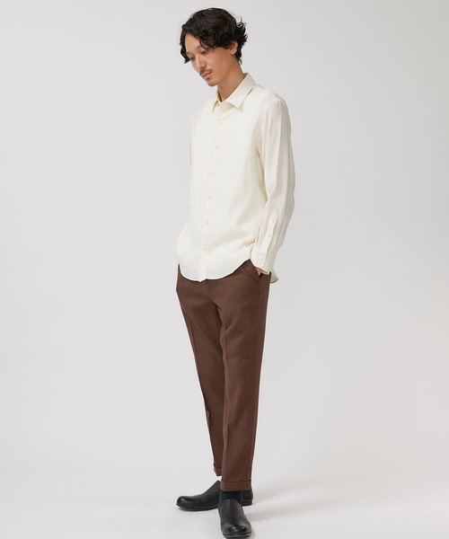 STUDIOUS（ステュディオス）の「【STUDIOUS】ELASTICリネン バスケット レギュラーカラーシャツ（シャツ/ブラウス・メンズ・ホワイト/ブラック/ブラウン・1/2/3）」の22枚目の写真