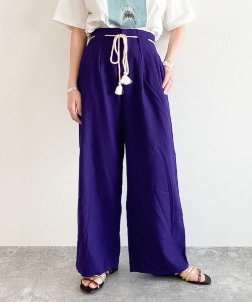 PAGEBOY(ページボーイ)の「リネンレーヨンロープベルトパンツ(その他パンツ・レディース・ブラック/パープル/ライム/グレイッシュベージュ/グリーン系その他・FREE)」の5枚目の写真