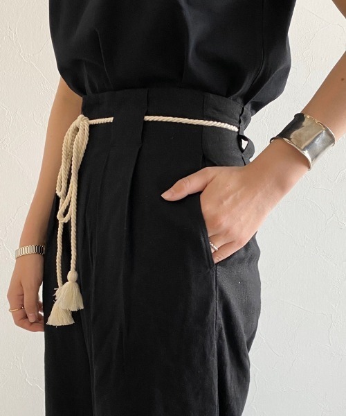 PAGEBOY(ページボーイ)の「リネンレーヨンロープベルトパンツ(その他パンツ・レディース・ブラック/パープル/ライム/グレイッシュベージュ/グリーン系その他・FREE)」の9枚目の写真
