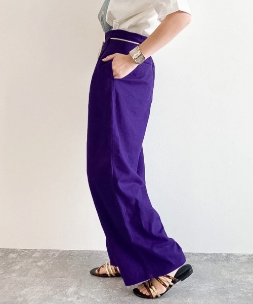 PAGEBOY(ページボーイ)の「リネンレーヨンロープベルトパンツ(その他パンツ・レディース・ブラック/パープル/ライム/グレイッシュベージュ/グリーン系その他・FREE)」の6枚目の写真