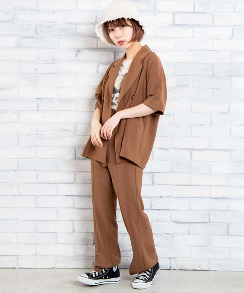 DuKKah（デュカ）の「dukkah/【148cm基準・低身長向け】【セットアップ対応商品】センタースリットパンツ（スラックス・レディース・ブラウン/サックスブルー・X-SMALL）」の15枚目の写真