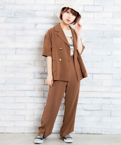 DuKKah（デュカ）の「dukkah/【148cm基準・低身長向け】【セットアップ対応商品】センタースリットパンツ（スラックス・レディース・ブラウン/サックスブルー・X-SMALL）」の4枚目の写真