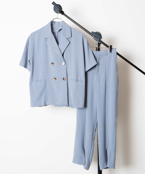 DuKKah（デュカ）の「dukkah/【148cm基準・低身長向け】【セットアップ対応商品】センタースリットパンツ（スラックス・レディース・ブラウン/サックスブルー・X-SMALL）」の18枚目の写真