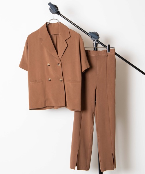 DuKKah（デュカ）の「dukkah/【148cm基準・低身長向け】【セットアップ対応商品】センタースリットパンツ（スラックス・レディース・ブラウン/サックスブルー・X-SMALL）」の11枚目の写真