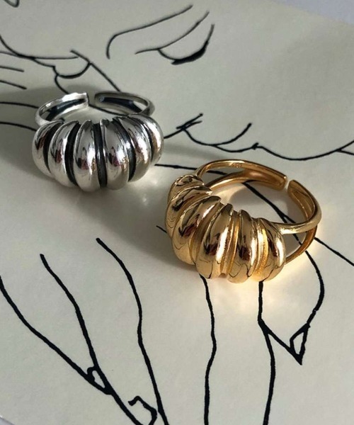 mou（モウ）の「S925厚みストライプリング（リング・レディース・シルバー/ゴールド・FREE）」の2枚目の写真