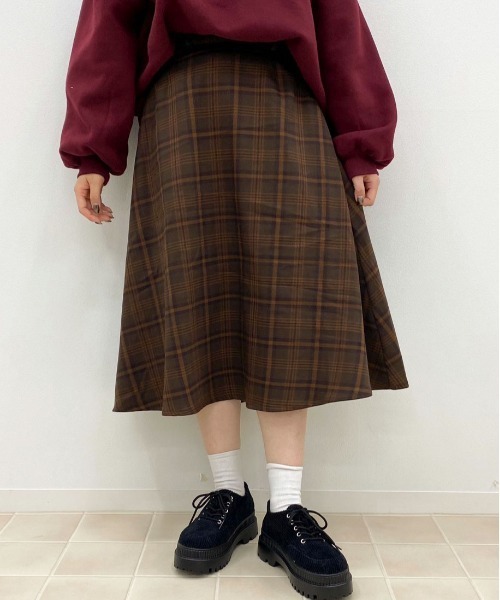 apres jour（アプレジュール）の「チェックフレアスカート【ZOZOTOWN限定アイテム】（スカート・レディース・ベージュ/ダークブラウン/ブラウン系その他・SMALL/MEDIUM/X-LARGE）」の15枚目の写真