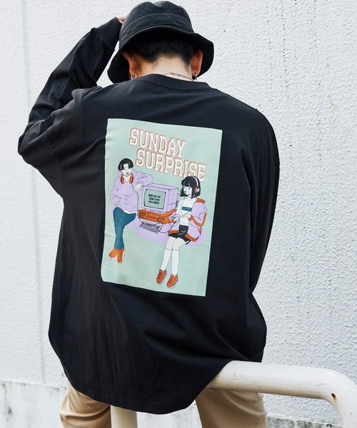 MONO-MART（モノマート）の「コットン天竺 オーバーサイズ イラストロゴプリント L/Sカットソー イラストプリントロンT（Tシャツ/カットソー・メンズ・ベージュ/ダークグレー/モカ/ホワイト系その他/ブラック系その他/グレー系その他/ブラウン系その他/ベージュ系その他/ブルー系その他/パープル系その他/グレイッシュブルー/ホワイト系その他2/ホワイト系その他3/ホワイト系その他4/ホワイト系その他5/ブラック系その他2/グレー系その他2/ベージュ系その他2/ブラウン系その他2/パープル系その他2/ブルー系その他2/グリーン系その他2/グリーン系その他3/グリーン系その他4/グリーン系その他5/グリーン系その他6/グリーン系その他/ホワイト/ブラック/パープル/ブルー系/ブルー系4/ブルー系1/ホワイト系その他6/グレー系その他3/ベージュ系その他3/ブラック系その他3/ブラウン系その他3/ブルー系2/ブルー/ブルー系3/グレー系その他4/ピンク系その他2/ピンク/ホワイト系その他7/ブラック系その他4/グリーン系1/グリーン系2/グリーン系3/グリーン系4/ピンク系その他・M/L）」の11枚目の写真