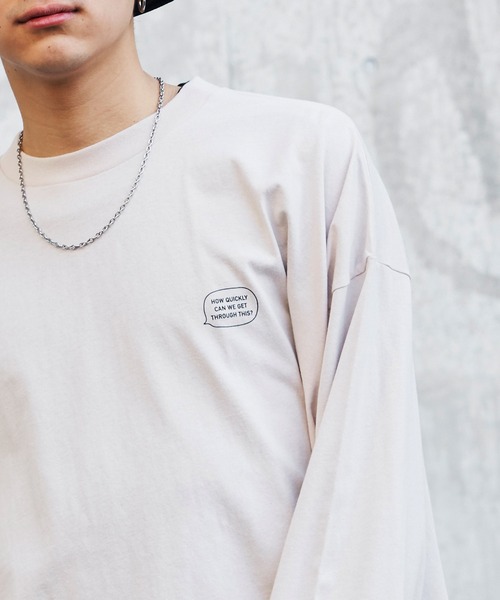 コットン天竺 オーバーサイズ イラストロゴプリント L/Sカットソー
