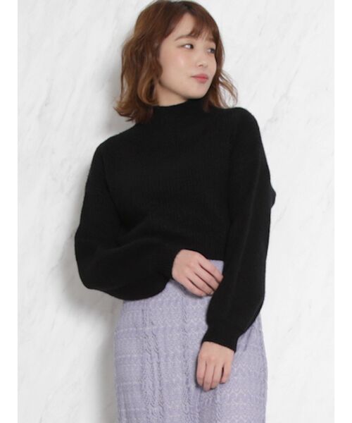 dazzlin（ダズリン）の「ボトルネックショートニットトップス（ニット/セーター・レディース・ブラック/グレー/オフホワイト/オレンジ・FREE）」の3枚目の写真