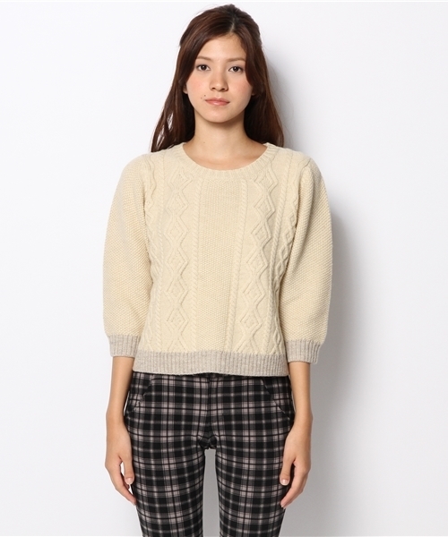 PUAL CE CIN(ピュアルセシン)の「ケーブル編み クルーネック プルオーバー(ニット/セーター・レディース・アイボリー/オートミール/ライトベージュ/モカ・FREE)」の16枚目の写真