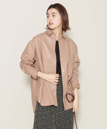 NANO universe | ヴィーガンレザー シャツ 長袖 (セットアップ可)(シャツ/ブラウス)