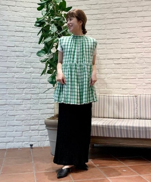 Ray BEAMS（レイビームス）の「MARMARI × Ray BEAMS / 別注 チェック ギャザー ブラウス（シャツ/ブラウス・レディース・グリーン/パープル・ONE SIZE）」の19枚目の写真