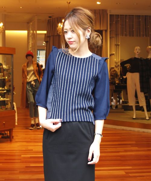 Another Edition（アナザーエディション）の「3クロスストライプロングスリーブ/AE ３クロス LSL T（Tシャツ/カットソー・レディース・オフホワイト/ネイビー/その他1・フリー）」の15枚目の写真