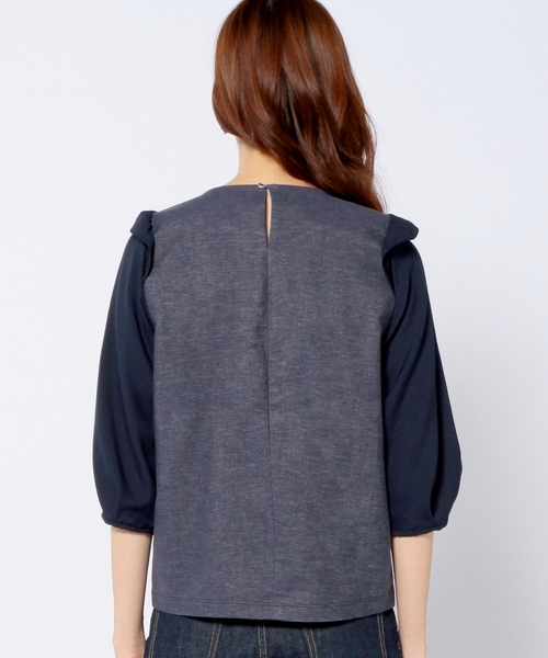 Another Edition（アナザーエディション）の「3クロスストライプロングスリーブ/AE ３クロス LSL T（Tシャツ/カットソー・レディース・オフホワイト/ネイビー/その他1・フリー）」の7枚目の写真