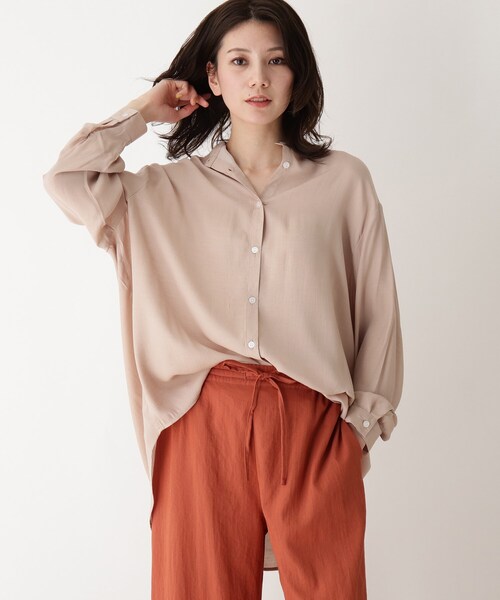 SHOO・LA・RUE（シューラルー）の「◆【S-3L】シアードルマンシャツ（シャツ/ブラウス・レディース・チャコールグレー/ライトブルー/ダークグリーン/ベージュ/イエロー系その他・01/04/05/03/02）」の3枚目の写真