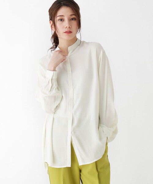 SHOO・LA・RUE（シューラルー）の「◆【S-3L】シアードルマンシャツ（シャツ/ブラウス・レディース・チャコールグレー/ライトブルー/ダークグリーン/ベージュ/イエロー系その他・01/04/05/03/02）」の5枚目の写真