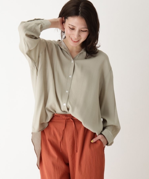 SHOO・LA・RUE（シューラルー）の「◆【S-3L】シアードルマンシャツ（シャツ/ブラウス・レディース・チャコールグレー/ライトブルー/ダークグリーン/ベージュ/イエロー系その他・01/04/05/03/02）」の15枚目の写真