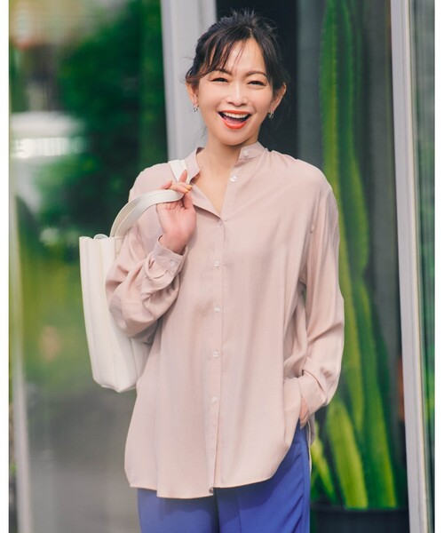 SHOO・LA・RUE（シューラルー）の「◆【S-3L】シアードルマンシャツ（シャツ/ブラウス・レディース・チャコールグレー/ライトブルー/ダークグリーン/ベージュ/イエロー系その他・01/04/05/03/02）」の9枚目の写真