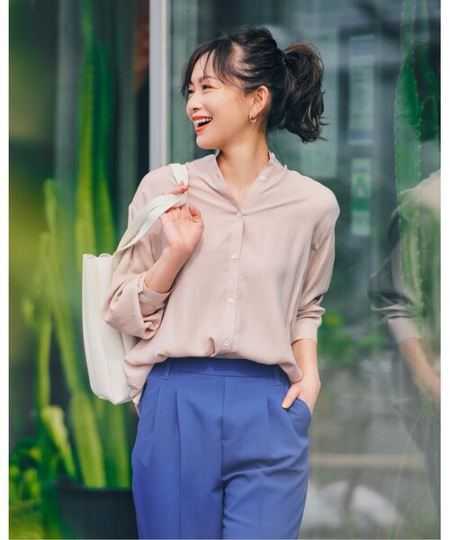 SHOO・LA・RUE（シューラルー）の「◆【S-3L】シアードルマンシャツ（シャツ/ブラウス・レディース・チャコールグレー/ライトブルー/ダークグリーン/ベージュ/イエロー系その他・01/04/05/03/02）」の12枚目の写真