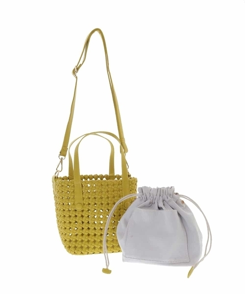 MK MICHEL KLEIN(エムケーミッシェルクラン)の「巾着付きデザインメッシュトートバッグ(トートバッグ・レディース・グリーン/イエロー/アイボリー・00)」の12枚目の写真