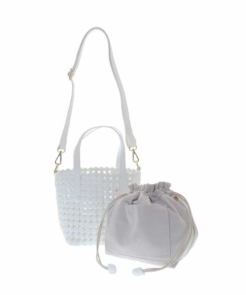 MK MICHEL KLEIN(エムケーミッシェルクラン)の「巾着付きデザインメッシュトートバッグ(トートバッグ・レディース・グリーン/イエロー/アイボリー・00)」の6枚目の写真