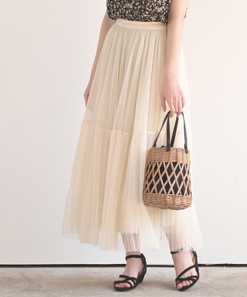 rps（アールピーエス）の「チュールプリーツ2段スカート（スカート・レディース・グレー/アイボリー/ミント/ブラック・M）」の16枚目の写真