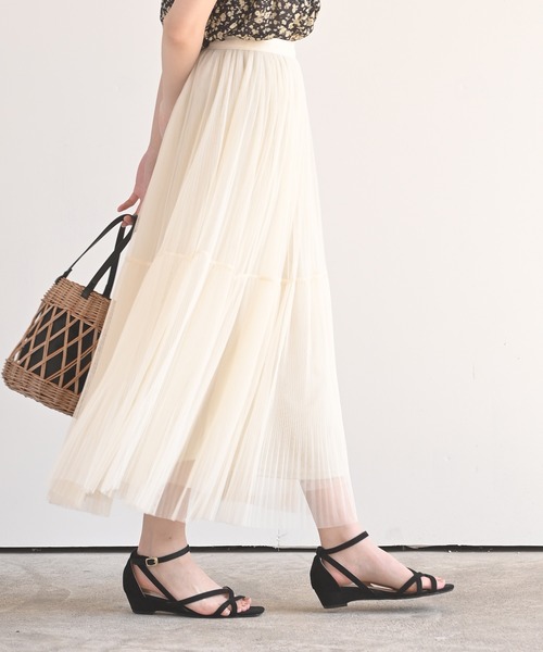 rps（アールピーエス）の「チュールプリーツ2段スカート（スカート・レディース・グレー/アイボリー/ミント/ブラック・M）」の11枚目の写真