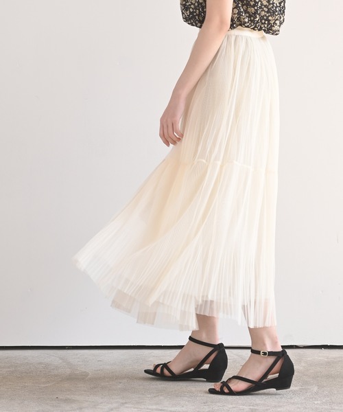 rps（アールピーエス）の「チュールプリーツ2段スカート（スカート・レディース・グレー/アイボリー/ミント/ブラック・M）」の20枚目の写真