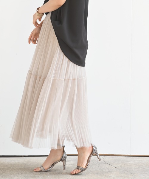 rps（アールピーエス）の「チュールプリーツ2段スカート（スカート・レディース・グレー/アイボリー/ミント/ブラック・M）」の21枚目の写真