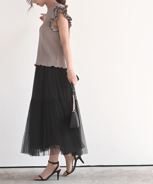 rps（アールピーエス）の「チュールプリーツ2段スカート（スカート・レディース・グレー/アイボリー/ミント/ブラック・M）」の22枚目の写真