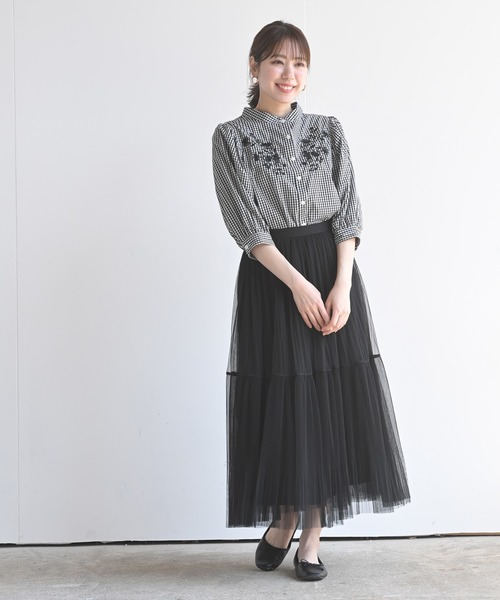 rps（アールピーエス）の「チュールプリーツ2段スカート（スカート・レディース・グレー/アイボリー/ミント/ブラック・M）」の19枚目の写真