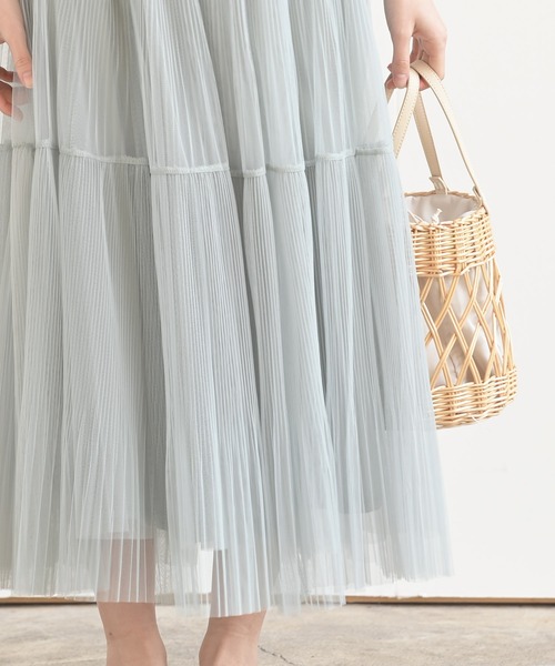 rps（アールピーエス）の「チュールプリーツ2段スカート（スカート・レディース・グレー/アイボリー/ミント/ブラック・M）」の15枚目の写真