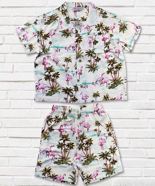 THE CASUAL(カジュアル)の「ビッグシルエット総柄レーヨンアロハシャツ ショートパンツ セットアップ キッズ(シャツ/ブラウス・キッズ・G/D/J/F/L/B/K/I/A/E/H/C・160cm/150cm/120cm/140cm/130cm/110cm)」の4枚目の写真