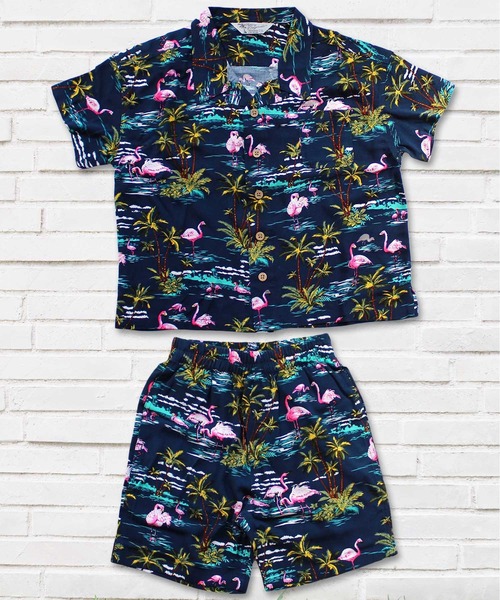 THE CASUAL(カジュアル)の「ビッグシルエット総柄レーヨンアロハシャツ ショートパンツ セットアップ キッズ(シャツ/ブラウス・キッズ・G/D/J/F/L/B/K/I/A/E/H/C・160cm/150cm/120cm/140cm/130cm/110cm)」の5枚目の写真