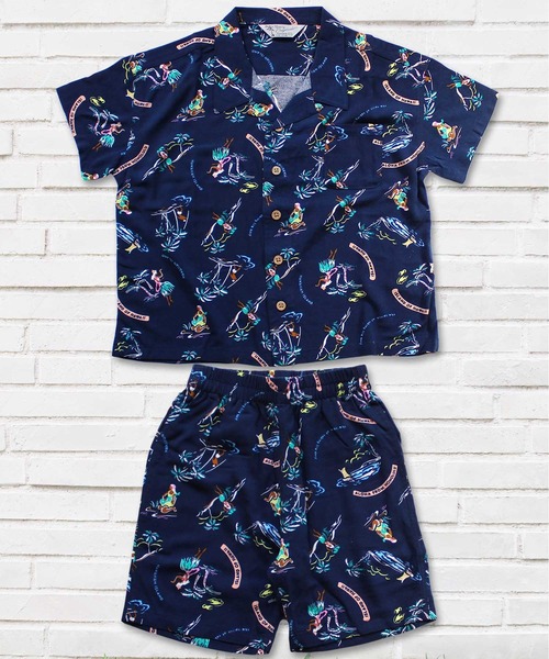 THE CASUAL(カジュアル)の「ビッグシルエット総柄レーヨンアロハシャツ ショートパンツ セットアップ キッズ(シャツ/ブラウス・キッズ・G/D/J/F/L/B/K/I/A/E/H/C・160cm/150cm/120cm/140cm/130cm/110cm)」の7枚目の写真