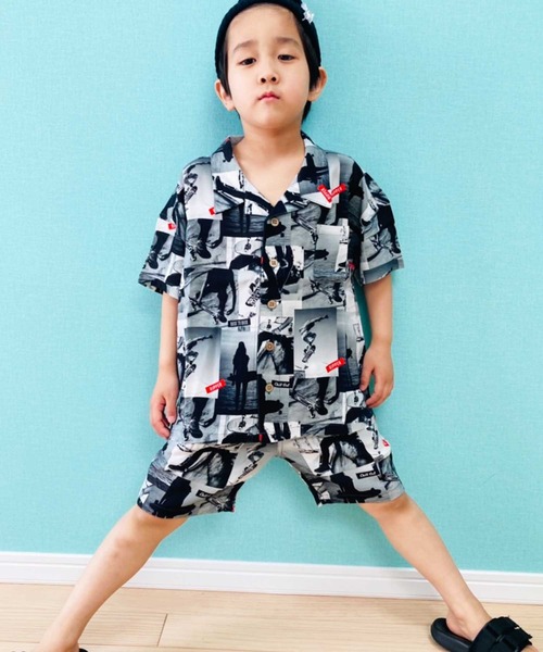 THE CASUAL(カジュアル)の「ビッグシルエット総柄レーヨンアロハシャツ ショートパンツ セットアップ キッズ(シャツ/ブラウス・キッズ・G/D/J/F/L/B/K/I/A/E/H/C・160cm/150cm/120cm/140cm/130cm/110cm)」の9枚目の写真