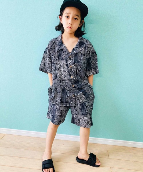 THE CASUAL(カジュアル)の「ビッグシルエット総柄レーヨンアロハシャツ ショートパンツ セットアップ キッズ(シャツ/ブラウス・キッズ・G/D/J/F/L/B/K/I/A/E/H/C・160cm/150cm/120cm/140cm/130cm/110cm)」の11枚目の写真