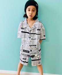 ビッグシルエット総柄レーヨンアロハシャツ ショートパンツ セットアップ キッズ