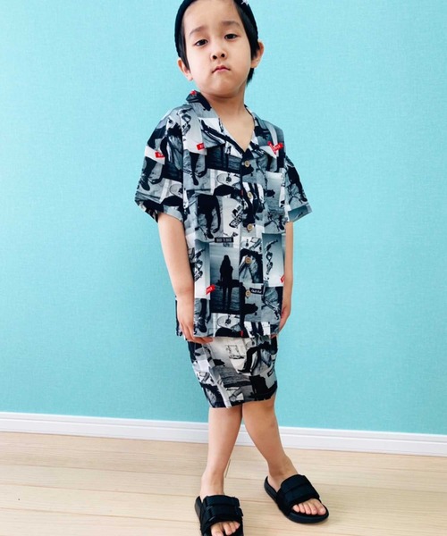 THE CASUAL(カジュアル)の「ビッグシルエット総柄レーヨンアロハシャツ ショートパンツ セットアップ キッズ(シャツ/ブラウス・キッズ・G/D/J/F/L/B/K/I/A/E/H/C・160cm/150cm/120cm/140cm/130cm/110cm)」の20枚目の写真