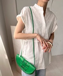 Bab | 【WEB限定】レースバンドカラーシャツ半袖ブラウス(シャツ/ブラウス)