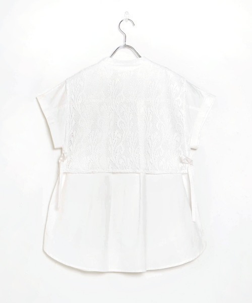 BABY オフ白 半袖ブラウス BABY 薔薇レースの半袖ブラウス オフ白 BABY