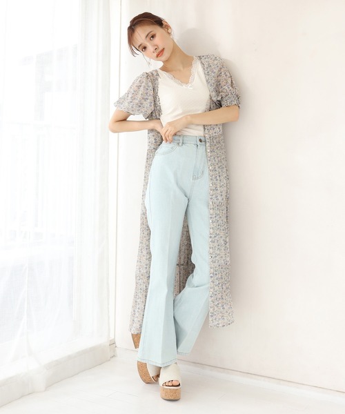 one after another NICE CLAUP（ワンアフターアナザーナイスクラップ）の「極みフレアデニムパンツ（デニムパンツ・レディース・ライトブルー/ネイビー/ピンク/ケミカルウォッシュ・SMALL/MEDIUM）」の18枚目の写真