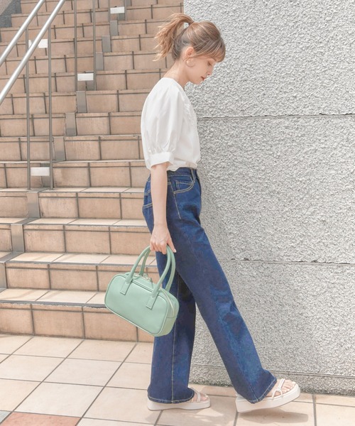 one after another NICE CLAUP（ワンアフターアナザーナイスクラップ）の「極みフレアデニムパンツ（デニムパンツ・レディース・ライトブルー/ネイビー/ピンク/ケミカルウォッシュ・SMALL/MEDIUM）」の7枚目の写真