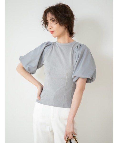 fifth（フィフス）の「バルーンスリーブウエストタックプルオーバー（Tシャツ/カットソー・レディース・グレー/ホワイト/ブラック・MEDIUM）」の3枚目の写真